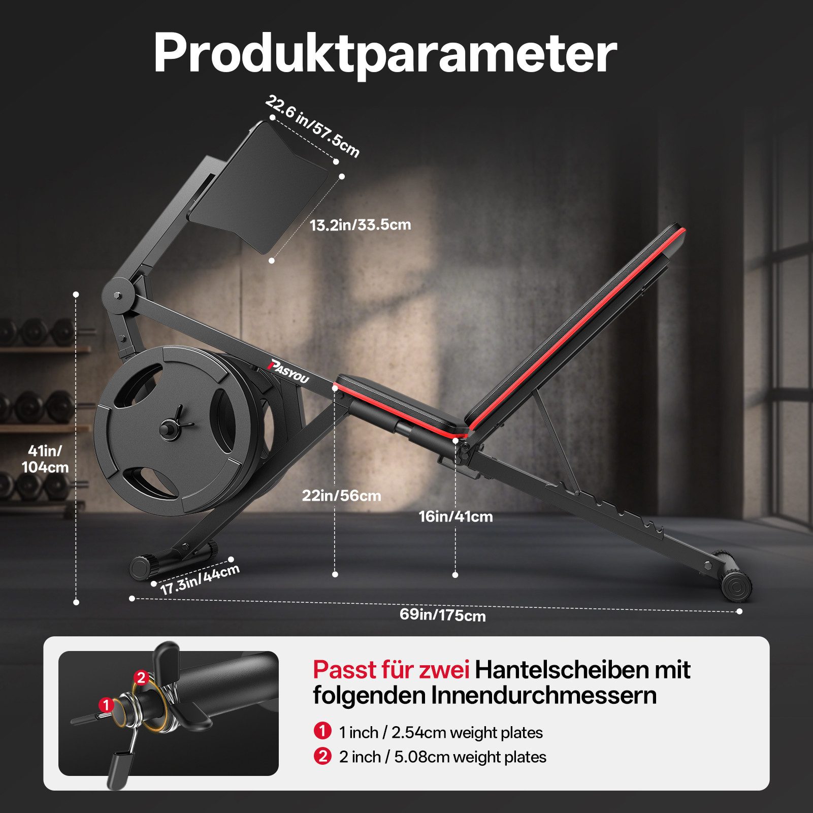 PASYOU Kraftstation Beinpresse mit 6 verstellbaren Rückenlehnen, mit 6-fach verstellbarer Rückenlehne, 100 kg Belastbarkeit