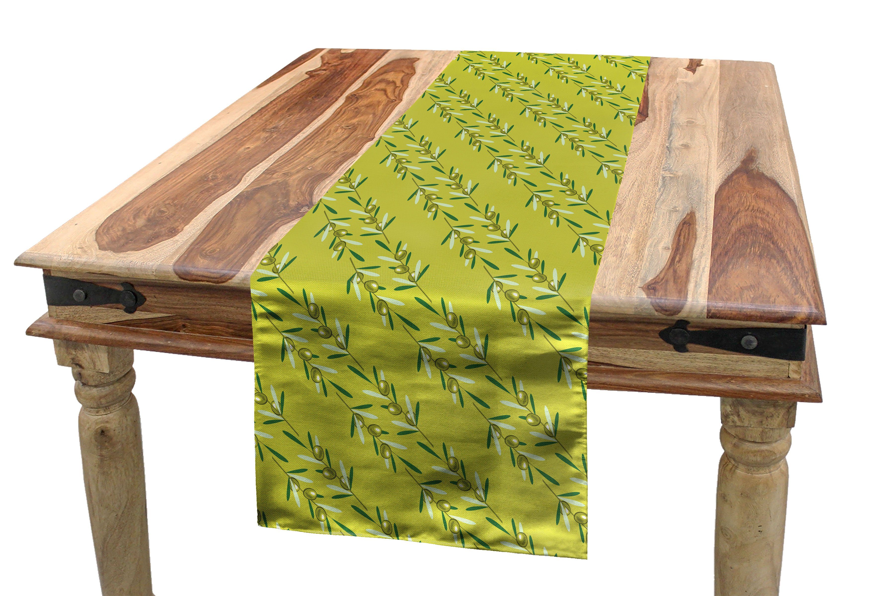 Abakuhaus Tischläufer Esszimmer Küche Rechteckiger Dekorativer Tischläufer, Olive Diagonal Botanische Branches