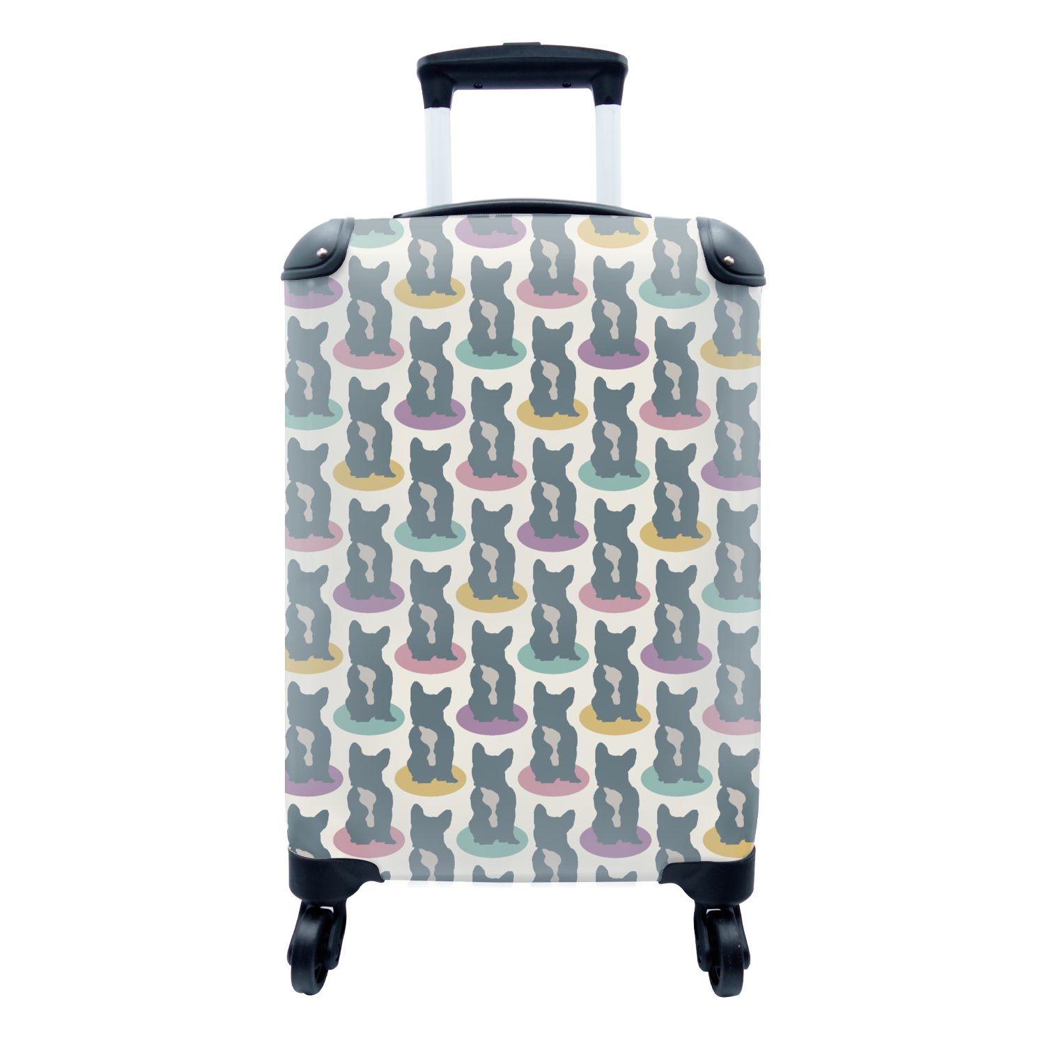 MuchoWow Handgepäckkoffer Hund - Französische Bulldogge - Muster - Jungen - Mädchen - Kinder -, 4 Rollen, Reisetasche mit rollen, Handgepäck für Ferien, Trolley, Reisekoffer