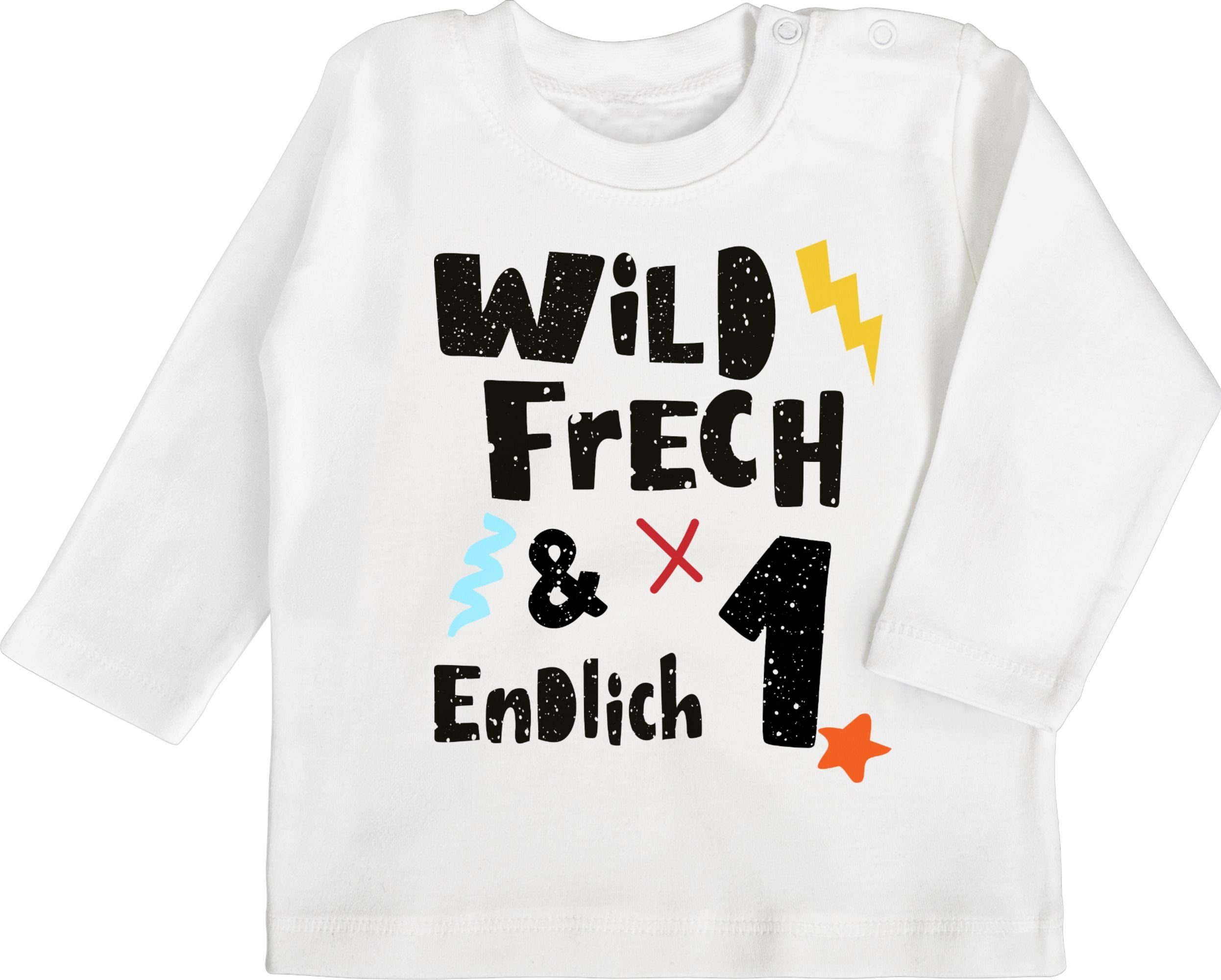 Shirtracer T-Shirt Wild frech und endlich 1 - Wunderbar ein Jahr 1. Geburtstag 2 Weiß
