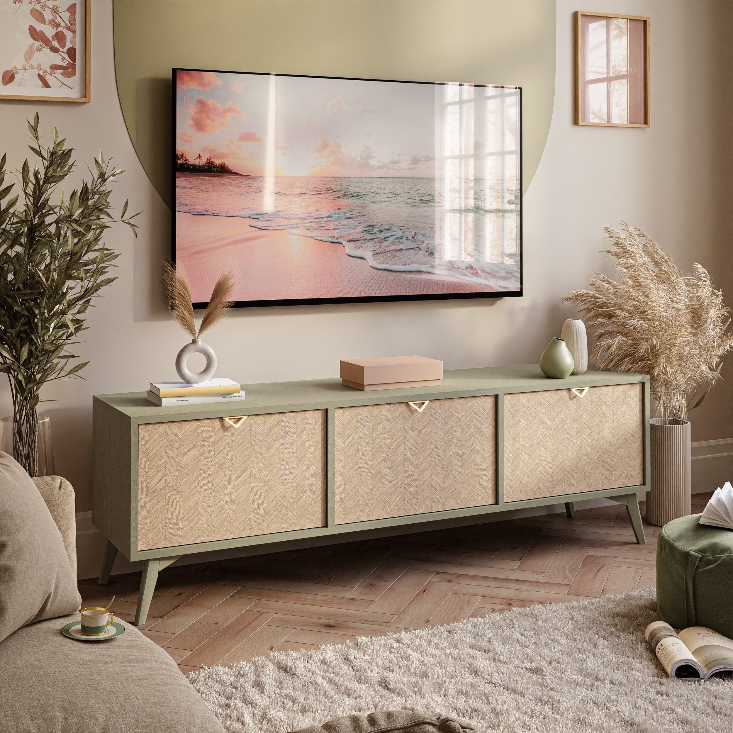 Lookway Lowboard ALOE mit drei Türen, 158x38x52 cm – Bild 3 von 5