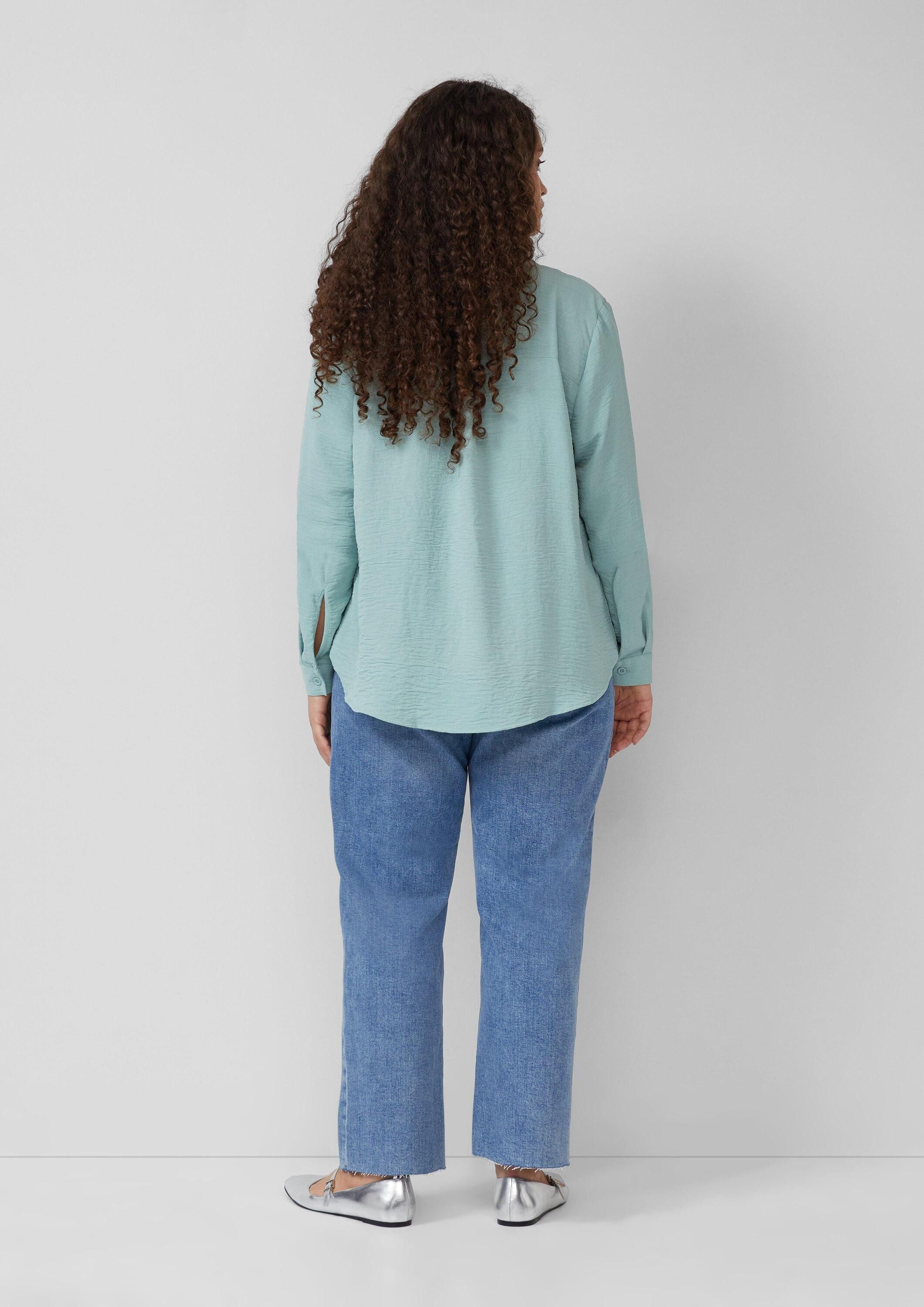 QS Langarmbluse Bluse Crêpebluse mit Turn-up-Ärmel