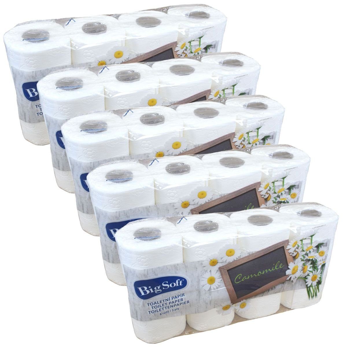 Marabellas Shop Toilettenpapier 40 Rollen Big Soft Kamilleduft Toilettenpapier 3-lagig á 150 Blatt, 3-lagig