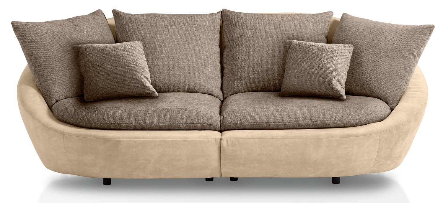 Feldmann-Wohnen Big-Sofa Moroni, Farbe wählbar aus 7 Varianten 1 Teile, 237x129x87cm beige / braun mit Kissen