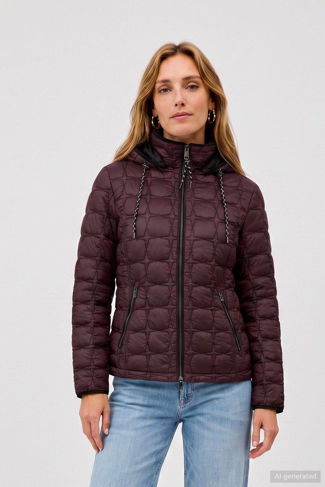 Barbara Lebek Steppjacke warme Damenjacke oder Herbstjacke mit abnehmbarer Kapuze