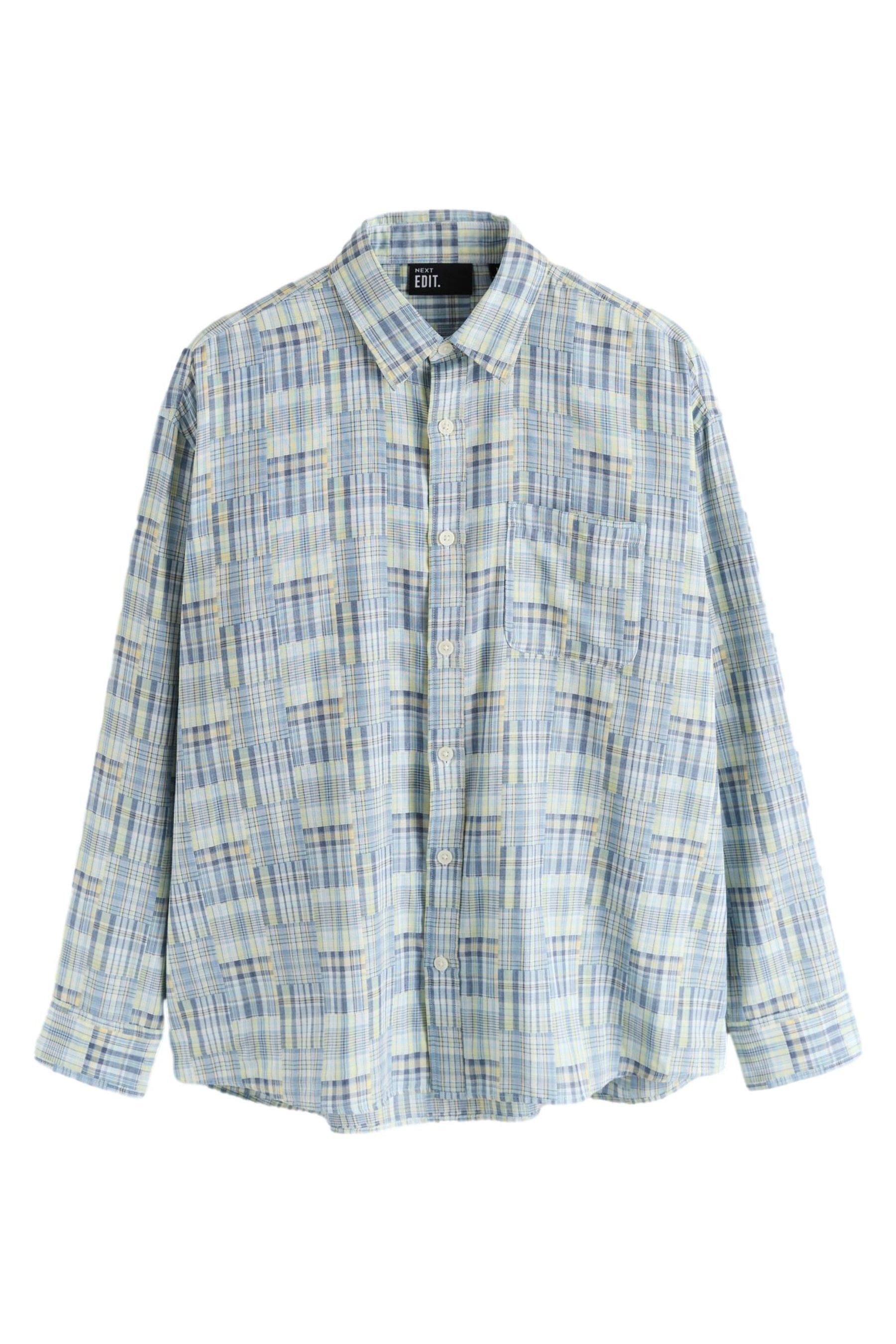 Langarmhemd Kariertes Patchwork-Langarmhemd