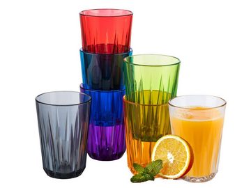 APS Gläser-Set, Tritan, 7er-SET Mehrwegbecher, bruchsichere Tritan Gläser 150ml in 7 Farben