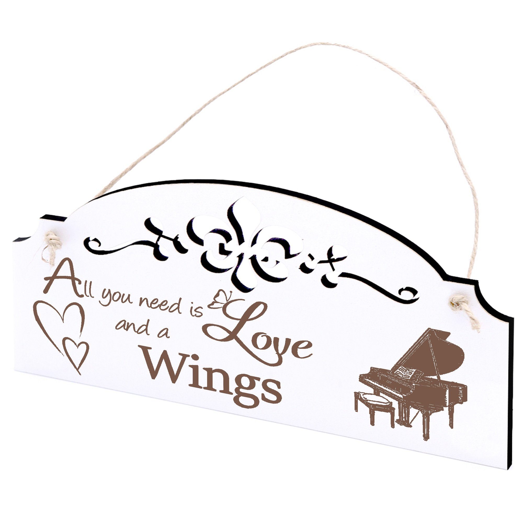 Dekolando Hängedekoration Flügel Deko 20x10cm All you need is Love