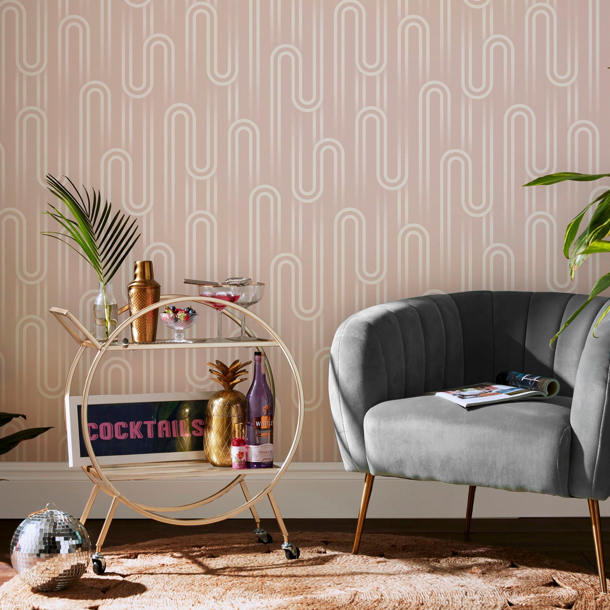 Envy Vliestapete Ups n Downs, glatt, gemustert, (1 St), gemustert, FSC® zertifiziert, mit lebhaftem Druck, 10 Meter Länge