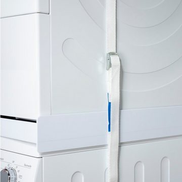 Xavax Zwischenbaurahmen für Waschmaschinen und Trockner, Traglast 250 kg, Verbindungsrahmen mit Zurrgurt