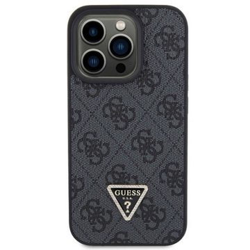 Guess Smartphone-Hülle Guess Apple iPhone 15 Pro Hülle Leather 4G Diamond Triangle Schwarz