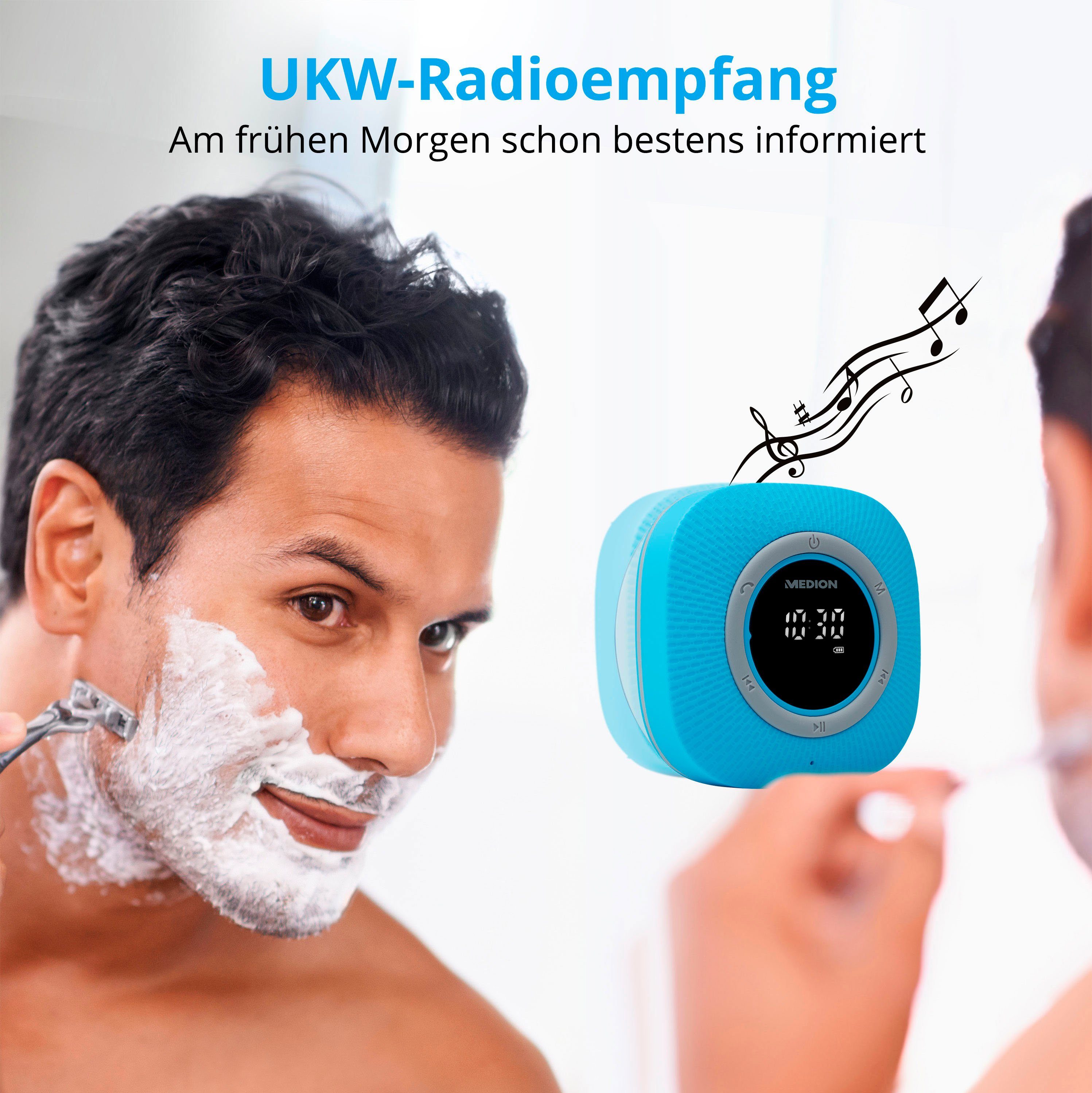 (DAB) (UKW Dusch- Medion® LIFE® mit P66096 3 (MD W) RDS, 43881) Digitalradio blau