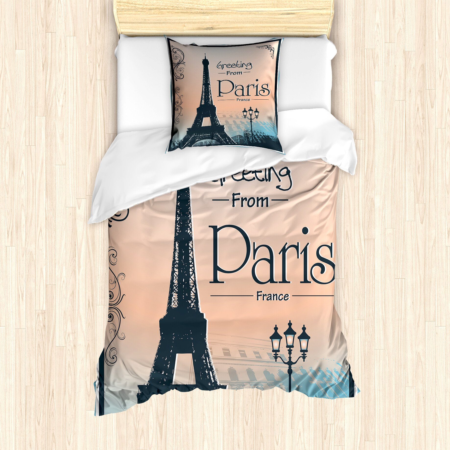 Bettwäsche Milbensicher Всіrgiker geeignet mit Kissenbezug, Abakuhaus, Microfaser, Eiffelturm Gruß von Paris