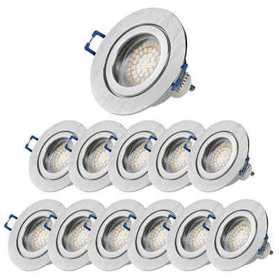 Sweet LED LED Einbaustrahler 12 stück Bad spots 3W 230V badezimmer IP44 GU10, Spritzwassergeschützt, Leuchtmittel wechselbar, 6500K - kaltweiß, Deckenspots,Einbauspots