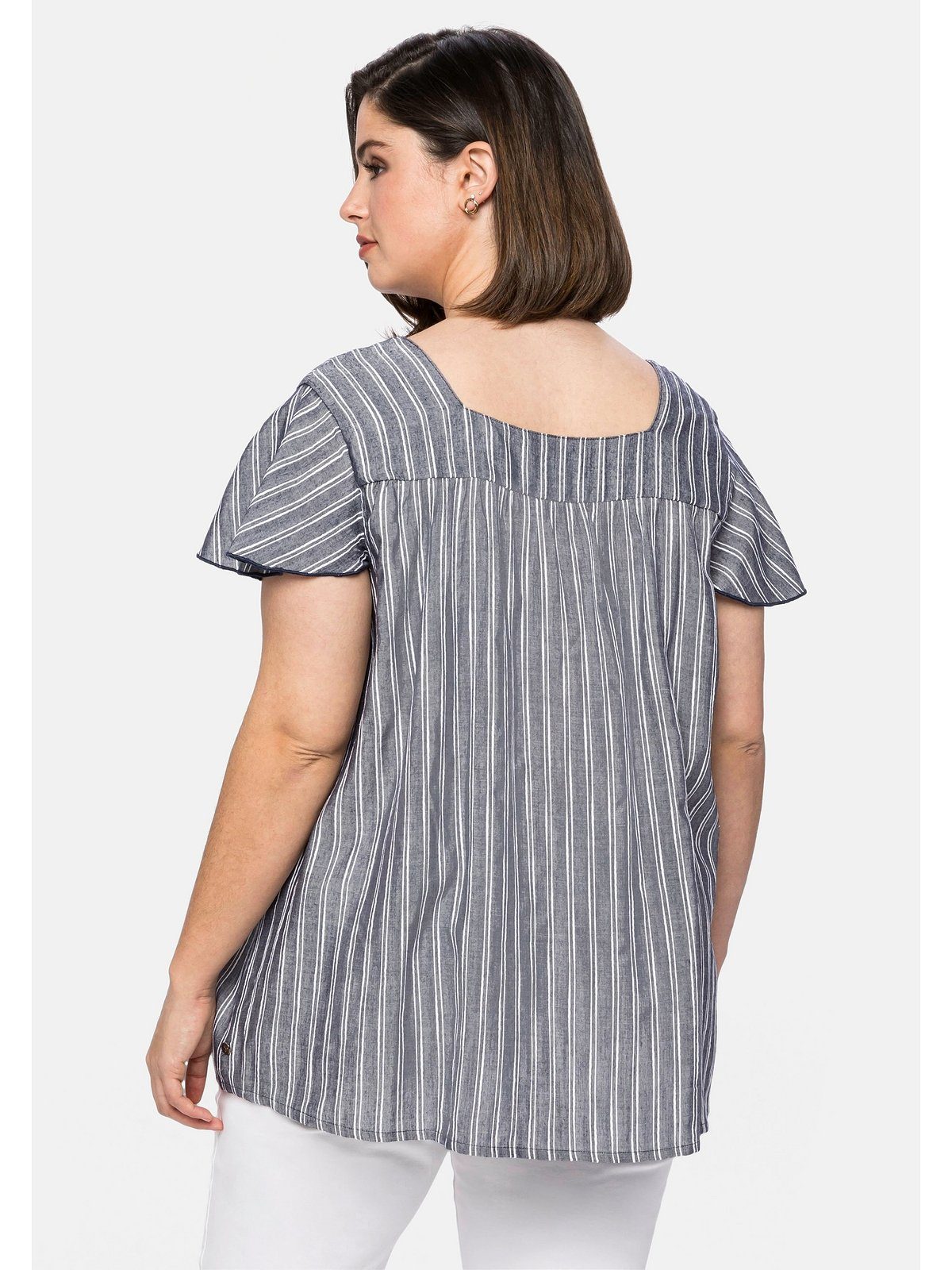 Sheego Tunika Große Größen mit Volant-Ärmeln und Karree-Ausschnitt | T-Shirts