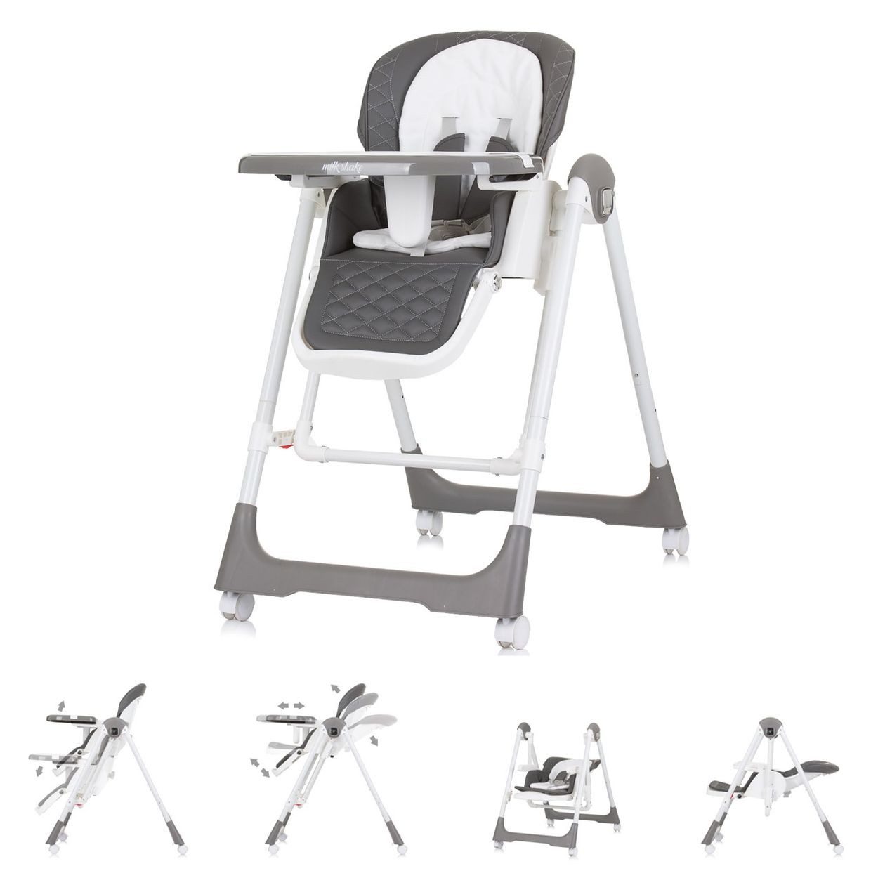 Chipolino Kombihochstuhl Hochstuhl 2 in 1 Milk Shake, verstellbar, Babyschaukel, Räder