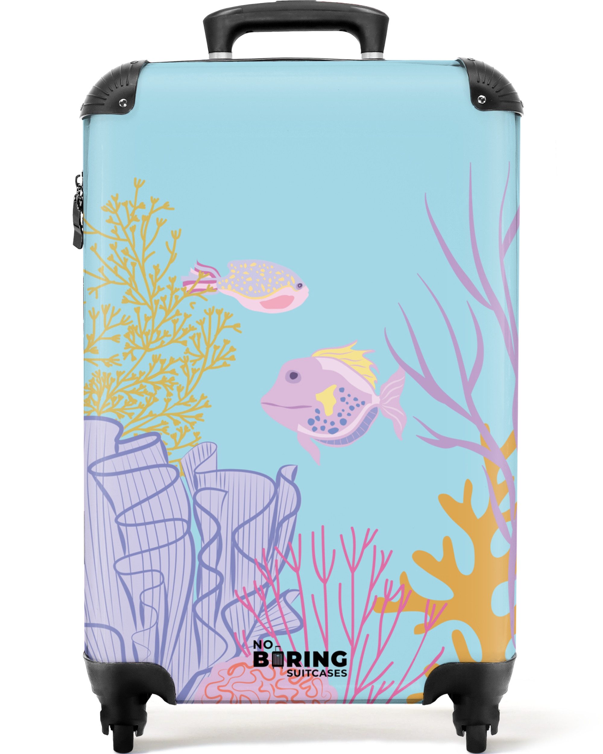 NoBoringSuitcases.com© Hartschalen-Trolley Blau mit Unterwasserwelt 55x35x2 günstig online kaufen