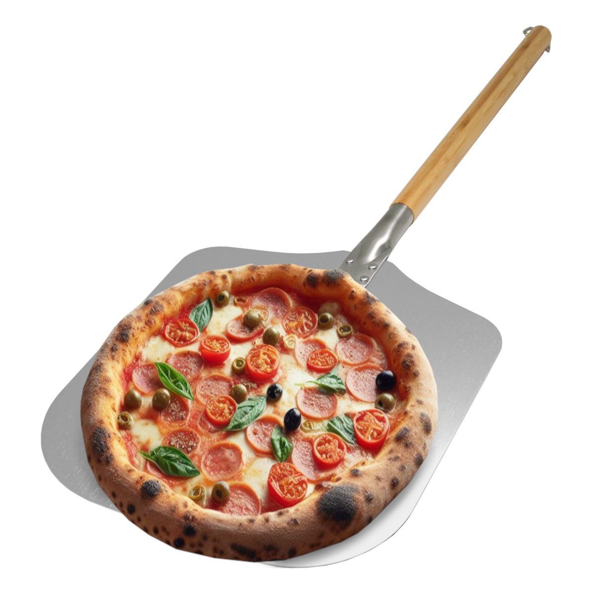 Pizzastein Aluminium Pizzaschieber mit x Bambus 30 85 Stiel Ofenschaufel cm