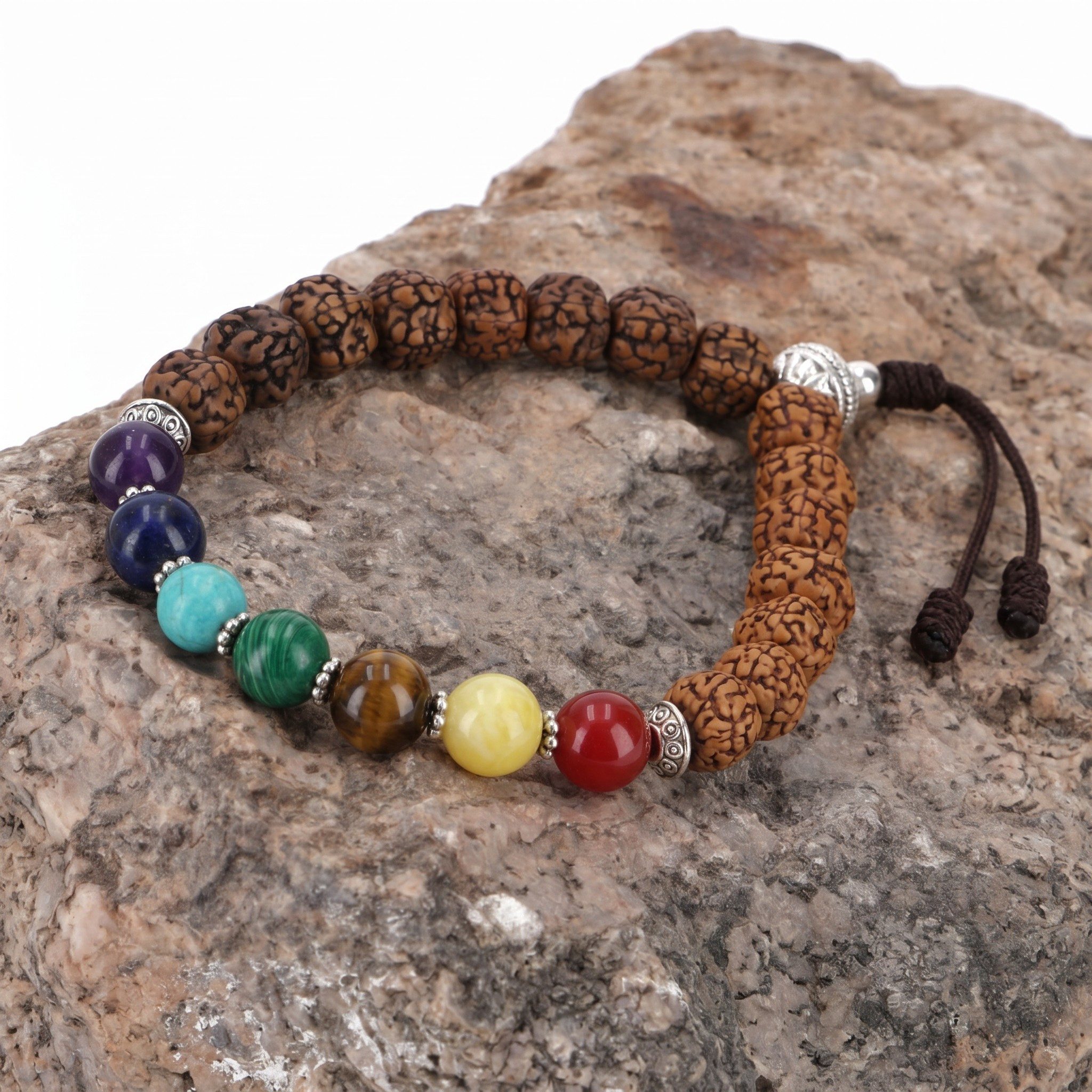 Guru-Shop Armreif 7 Chakran Mala Armband, Handmala mit..