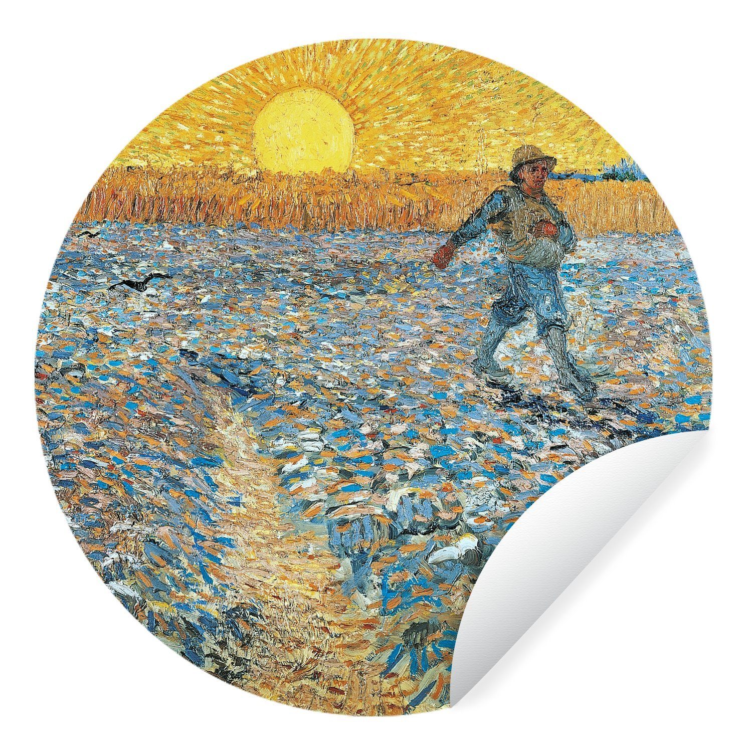 MuchoWow Wandsticker Der Sämann - Gemälde von Vincent van Gogh (1 St), Tapetenkreis für Kinderzimmer, Tapetenaufkleber, Rund, Wohnzimmer