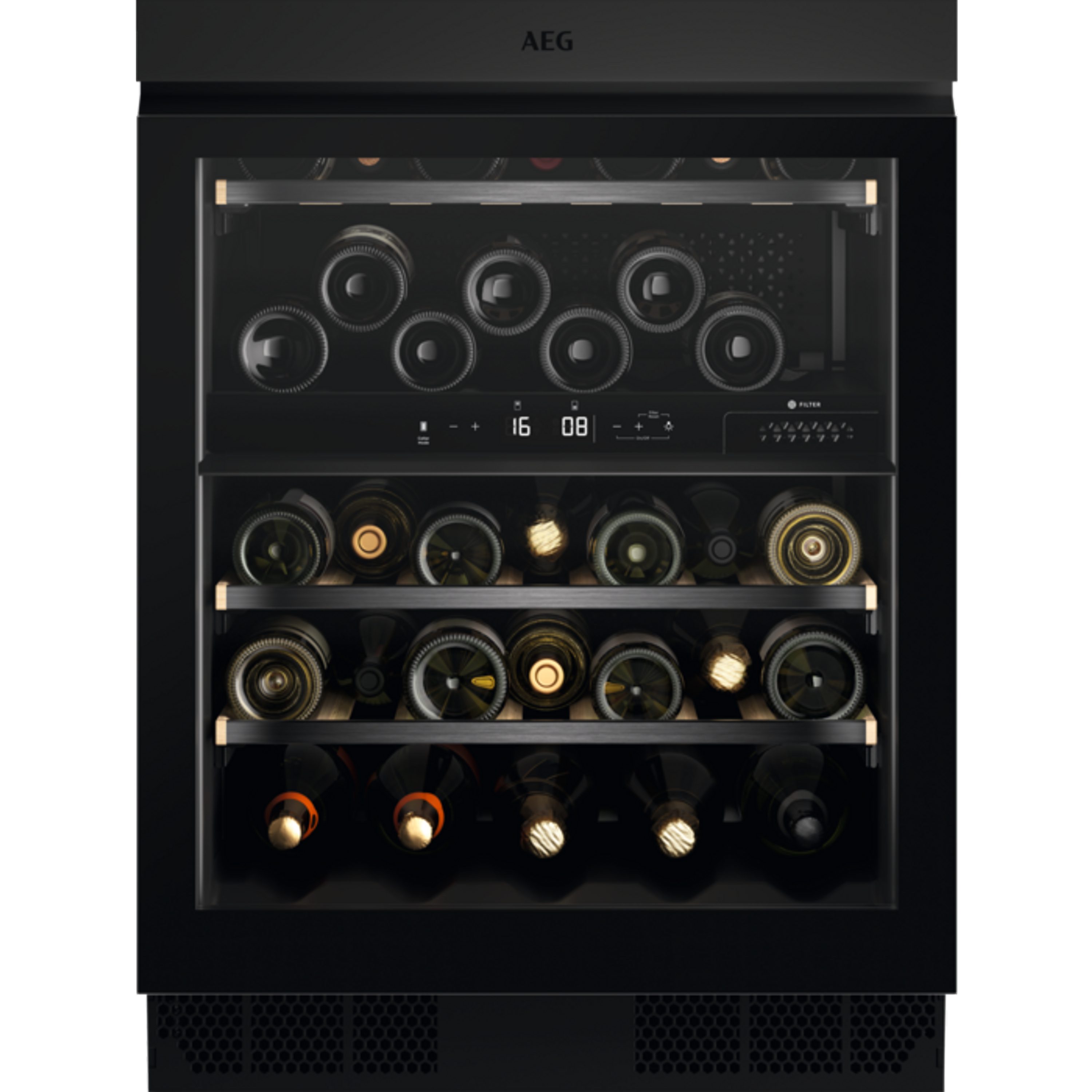 AEG 40 0,75l,LCD-Display, Weinlagerung Einbauweinkühlschrank Standardflaschen AWUD040B8B, á für