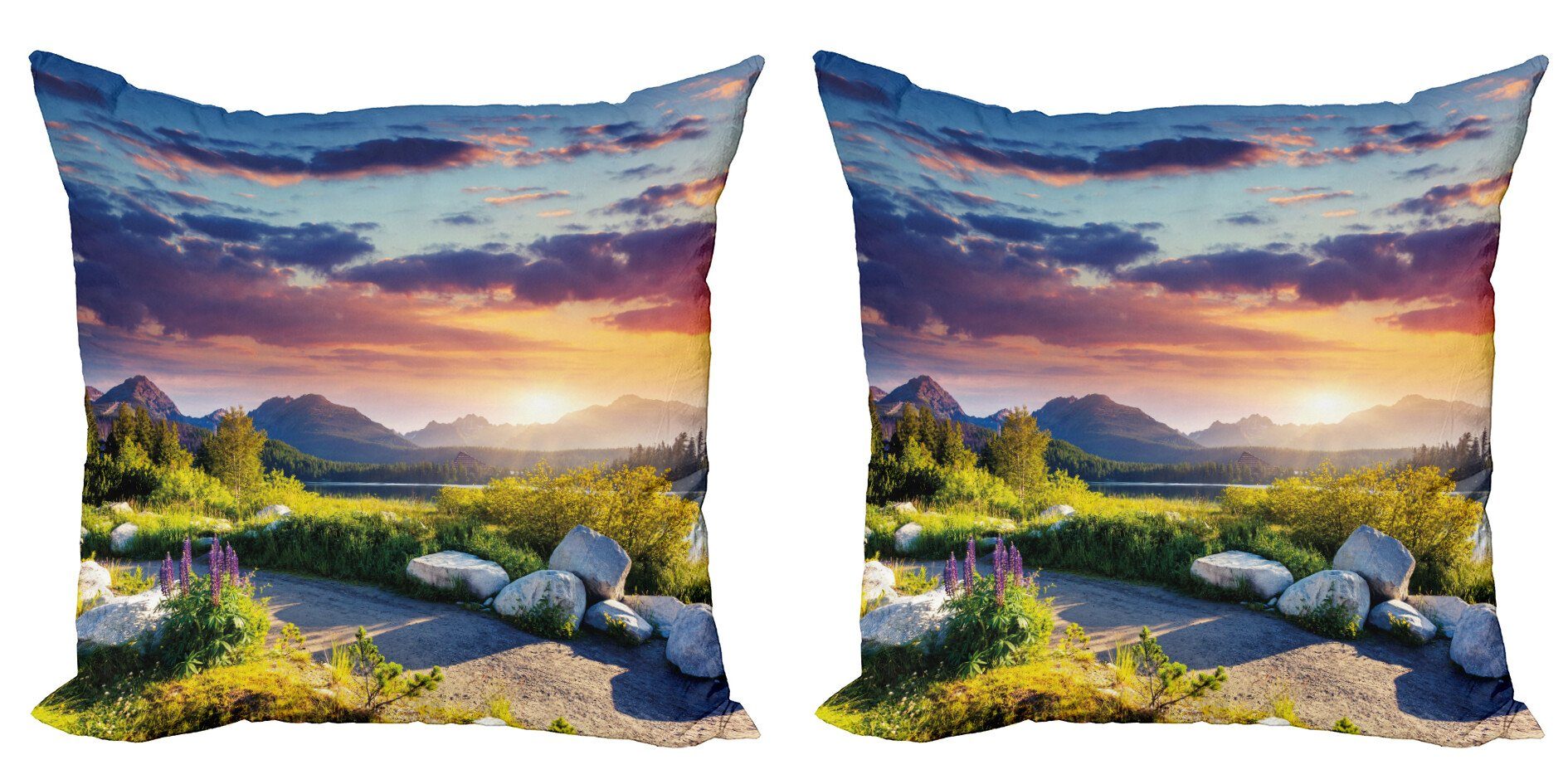 Kissenbezüge Modern Accent Doppelseitiger Landschaft Abakuhaus Digitaldruck, (2 Europe Park Stück), Sky Idyllische