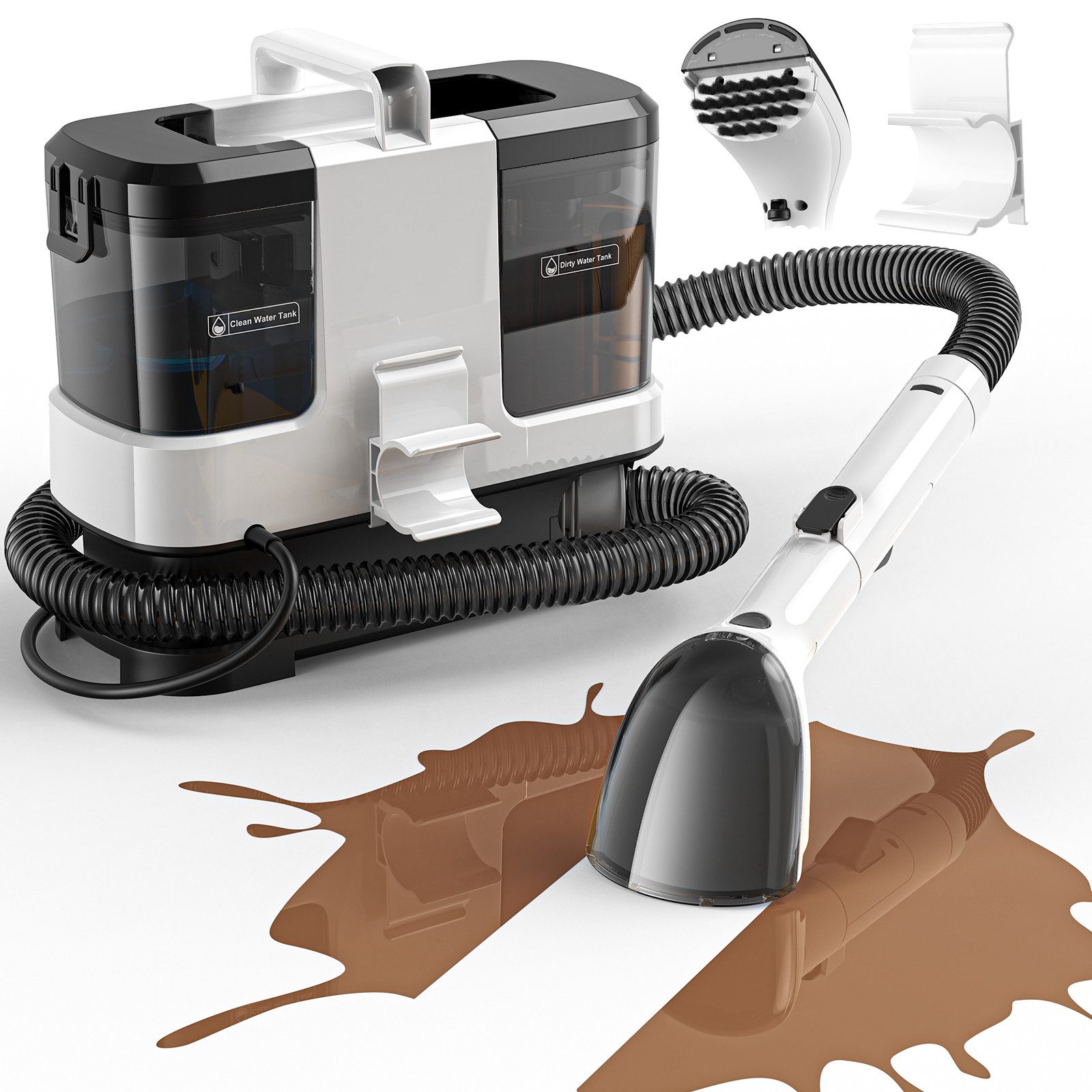 lubluelu Teppichreinigungsgerät V2 Teppichreiniger Waschsauger mit Heizfunktion Fleckenreiniger, 600 W, beutellos, mit 16000pa Saugkraft, für Sofas, Teppiche und Autositze