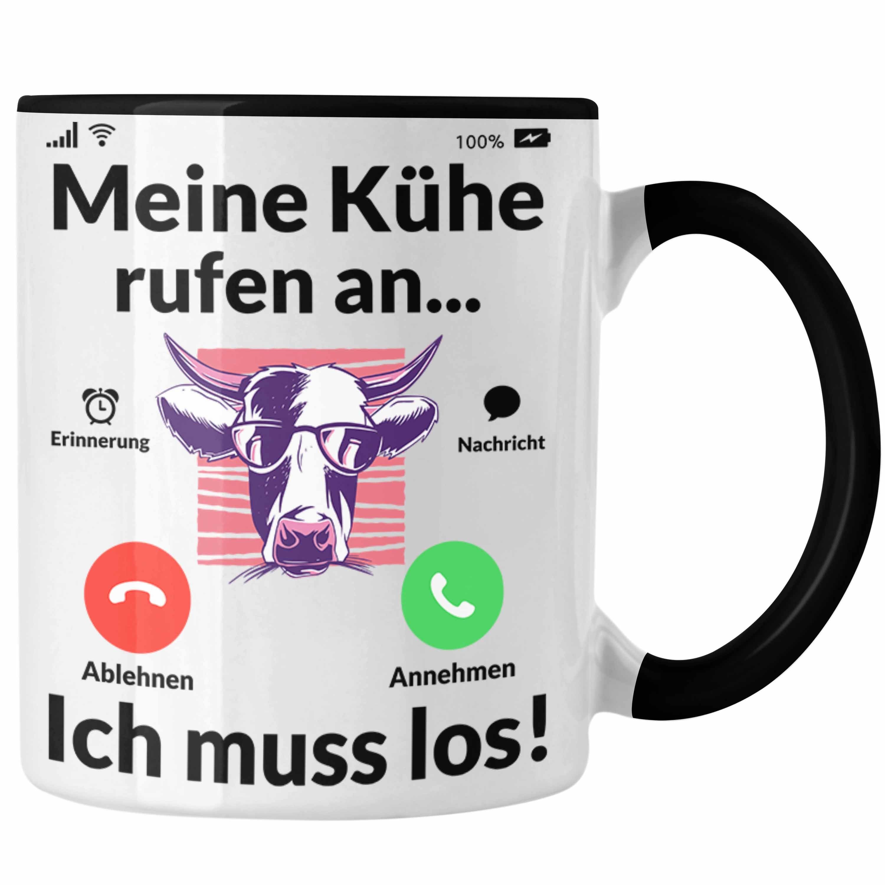 Landwirt Kuh Tasse Grafik Kühe Landwirtin An Geschenk Tasse Meine Trendation schwarz - Trendation Bauer Geschenkidee Rufen