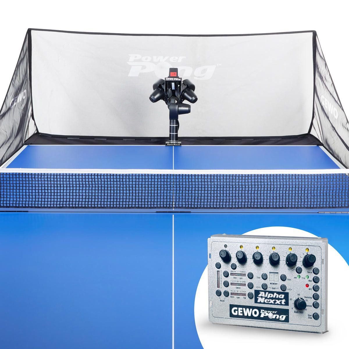 Gewo Tischtennis-Ballmaschine Ballmaschine Alpha Nexxt, Tischtennis Roboter, 90 Spineinstellungen, Tischtennis Roboter