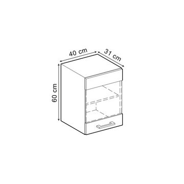 Livinity® Glashängeschrank Geschirrschrank R-Line 40 cm GKO Schwarz Beton
