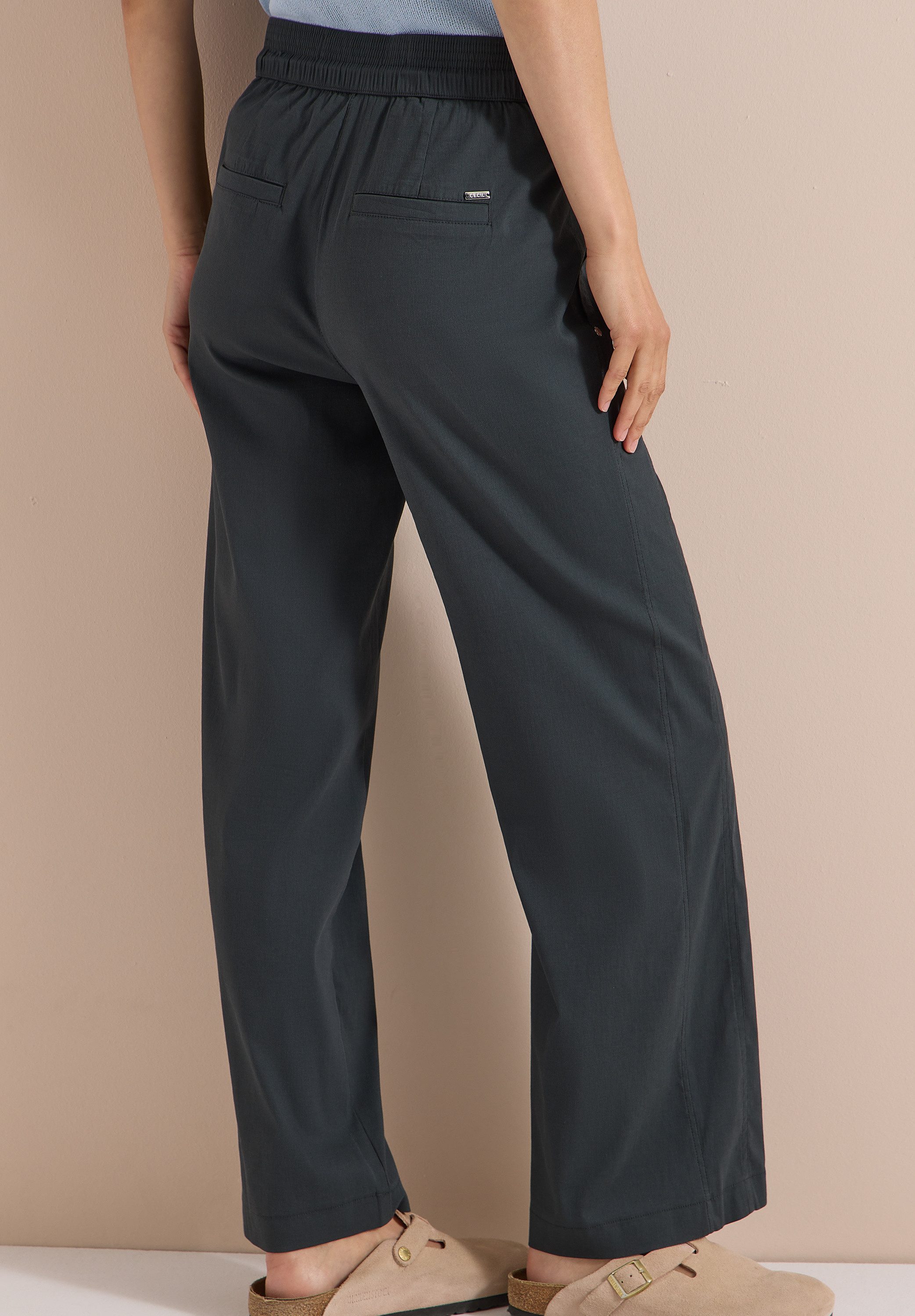CECIL Stoffhose Style Neele Elastikbund, feines Streifemuster, Loose Fit