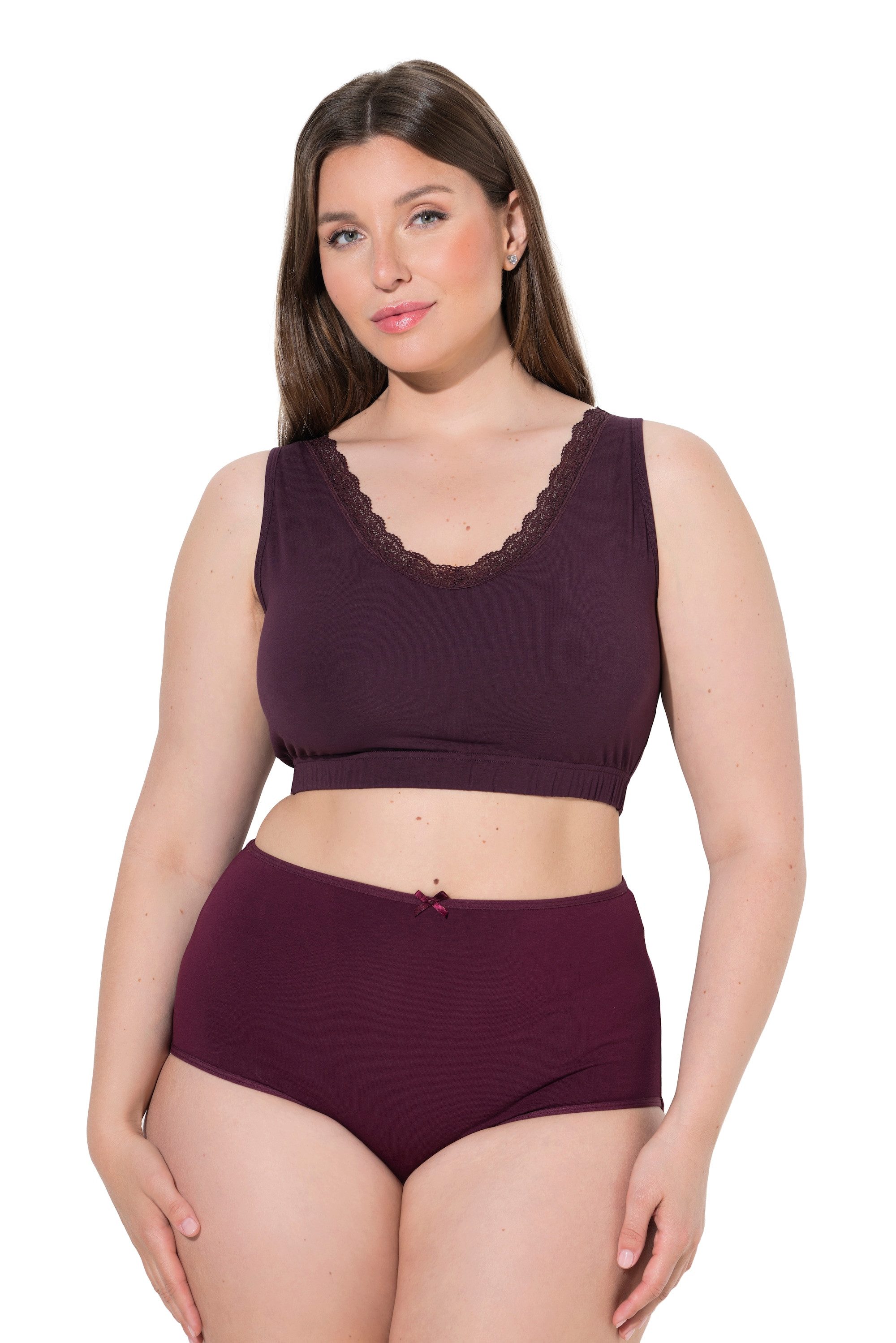 Ulla Popken Bustier Bustiers 2er-Pack Ringel/einfarbig Rundhals