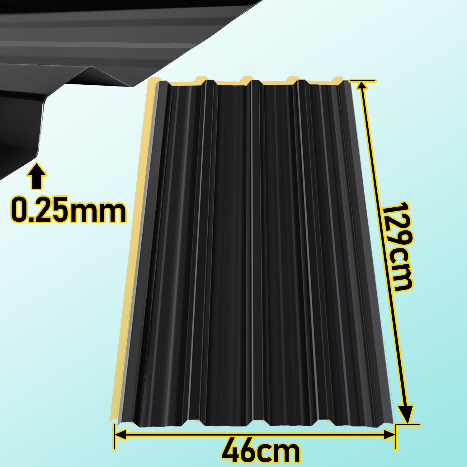 Clanmacy Trapezblech Deckenplatten 12st 129x46cm 7 Wellplatte Dachpaneele Profilblech, 129x46x0.25 mm (Set 12-St) UV-Schutz, Wasserfest, Wetterfest, Rostresistent, Korrosionsbeständig