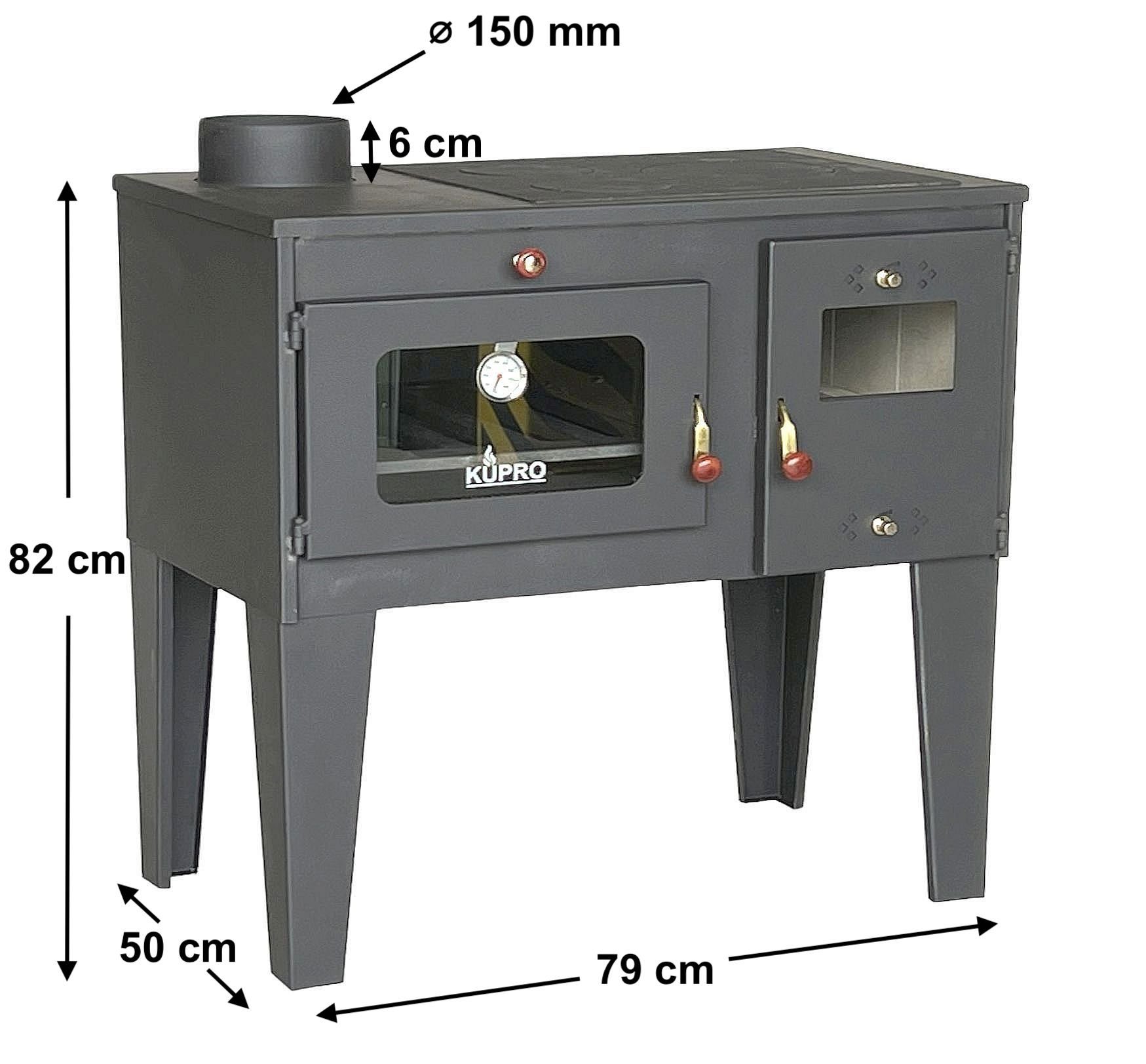 Kupro Email Ltd Herdplatte Mehrfachbelegung Ofen, und Holzofen 6,00 kW mit Alegra Kaminofen Backfach