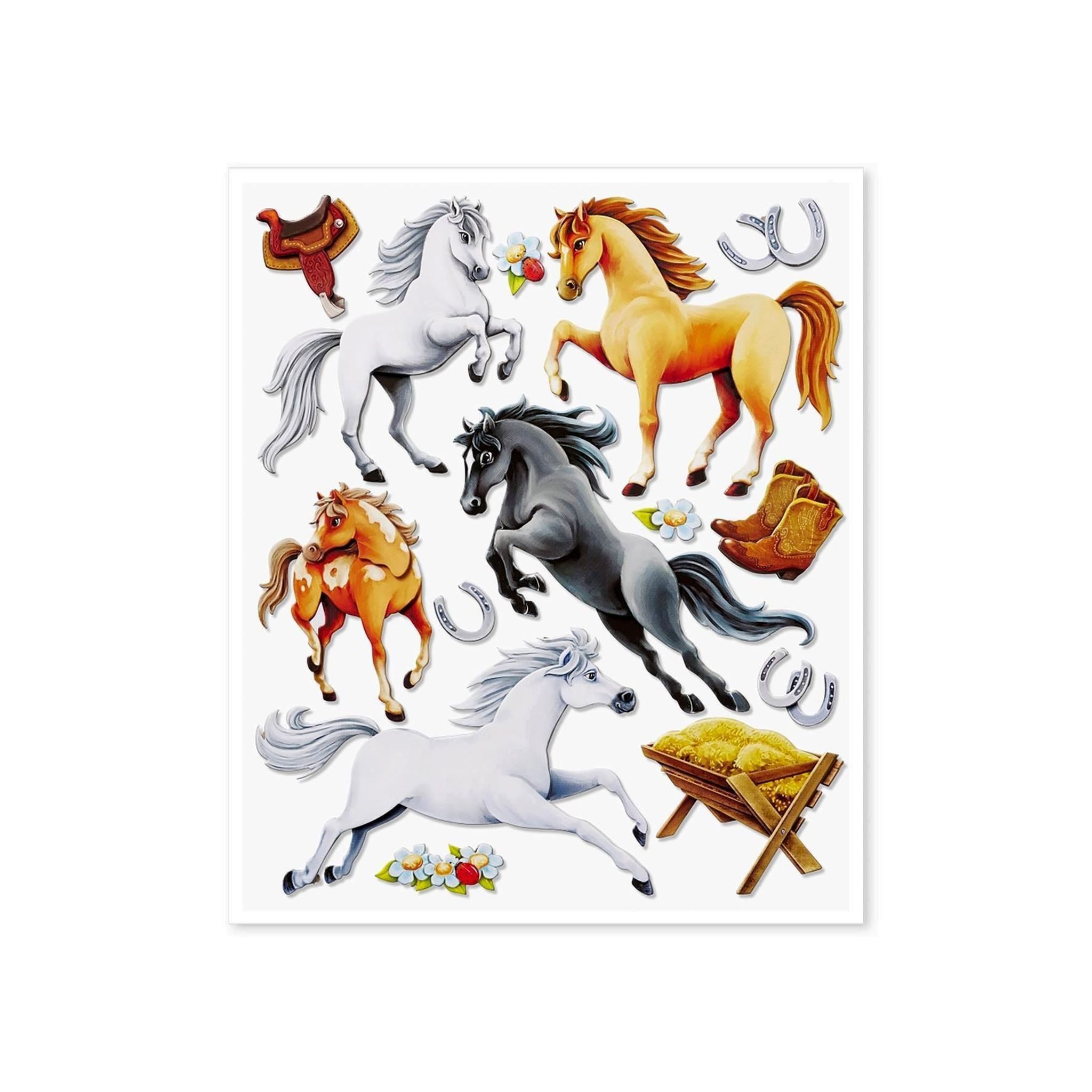 Roth Terminkalender Roth XXL 3D-Sticker Pferd II, 30x30 cm, 14 Teile