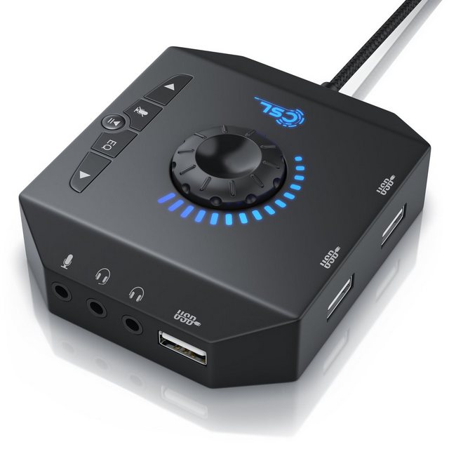 CSL USB-Soundkarte, extern, Lautstärkeregelung, Anschluss für Headset, Kopfhörer, Mikrofon