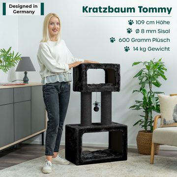 Happypet Kratzbaum TOMMY, Stabiler Kletterbaum 109 cm hoch, dicke Stämme 12 cm