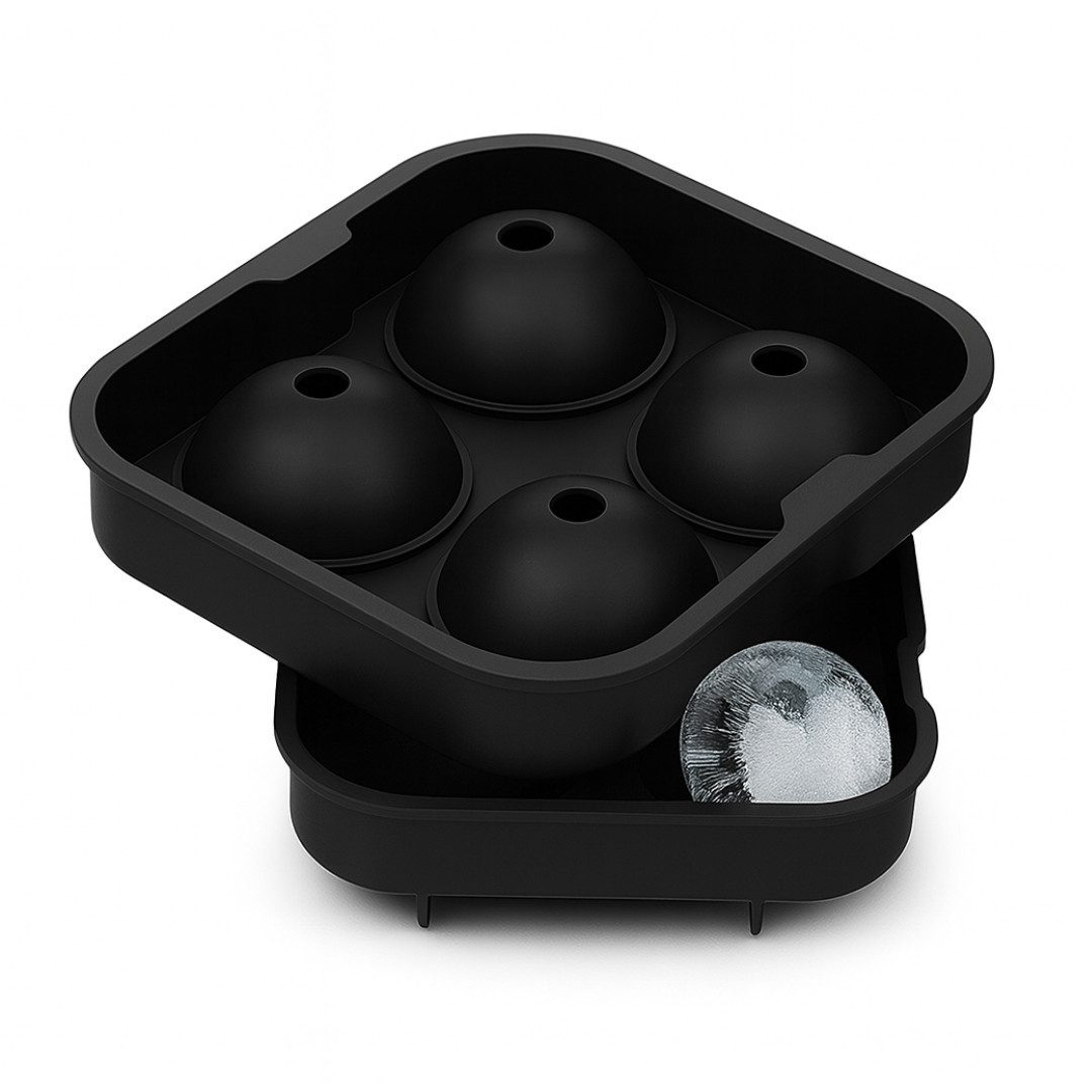 LIVINA HOME Eiswürfelform Silikon mit Trichter, bpa frei & leichtes herauslösen, Rund, Kugel, Perfekt für Drinks: Langsam schmelzende Kugeln