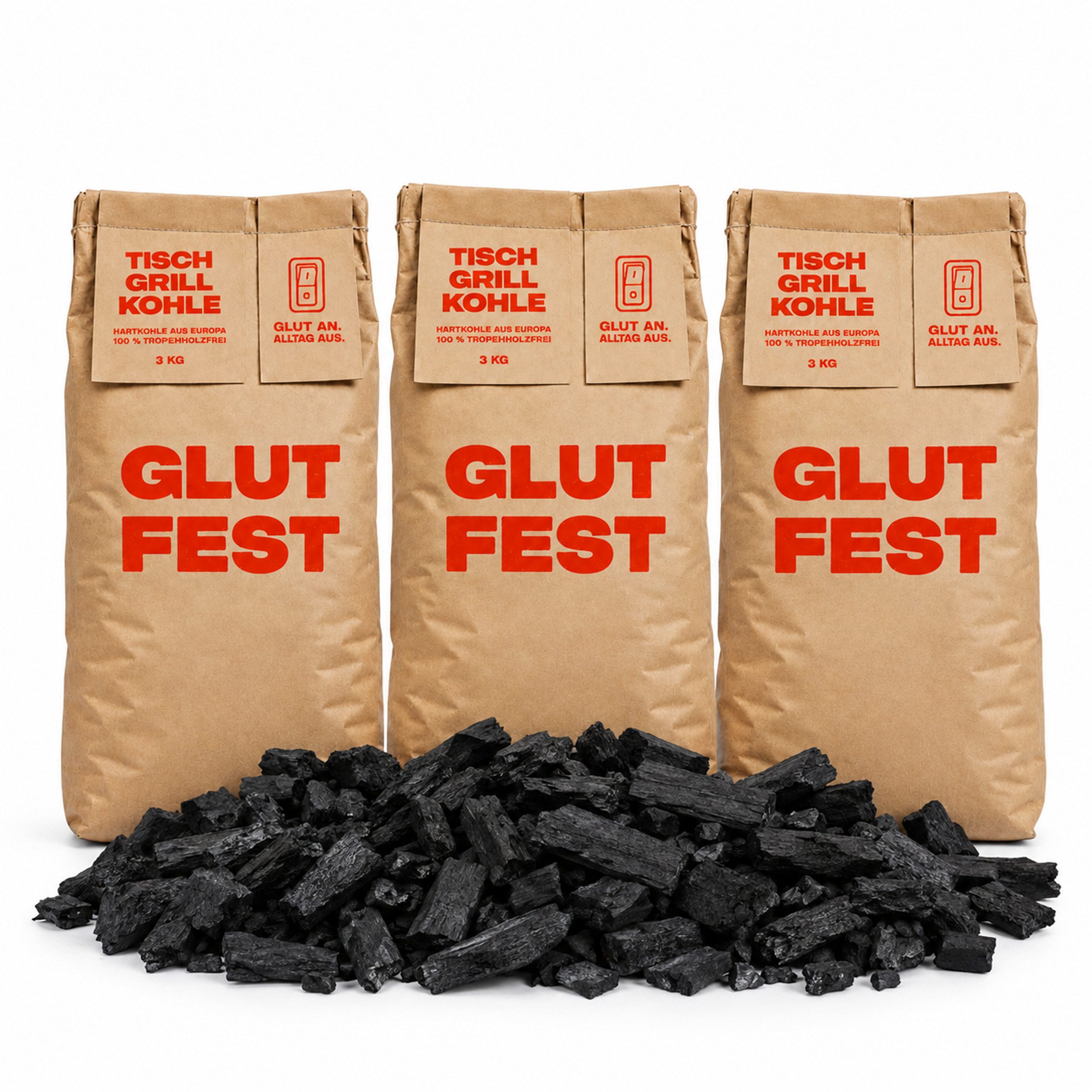 C44-Zittau Grillkohle Glutfest Tischgrillkohle Buche & Eiche 15-40 mm staubarm, 9 kg, Grillholzkohle aus Hartholz für Tischgrill ohne Zusätze