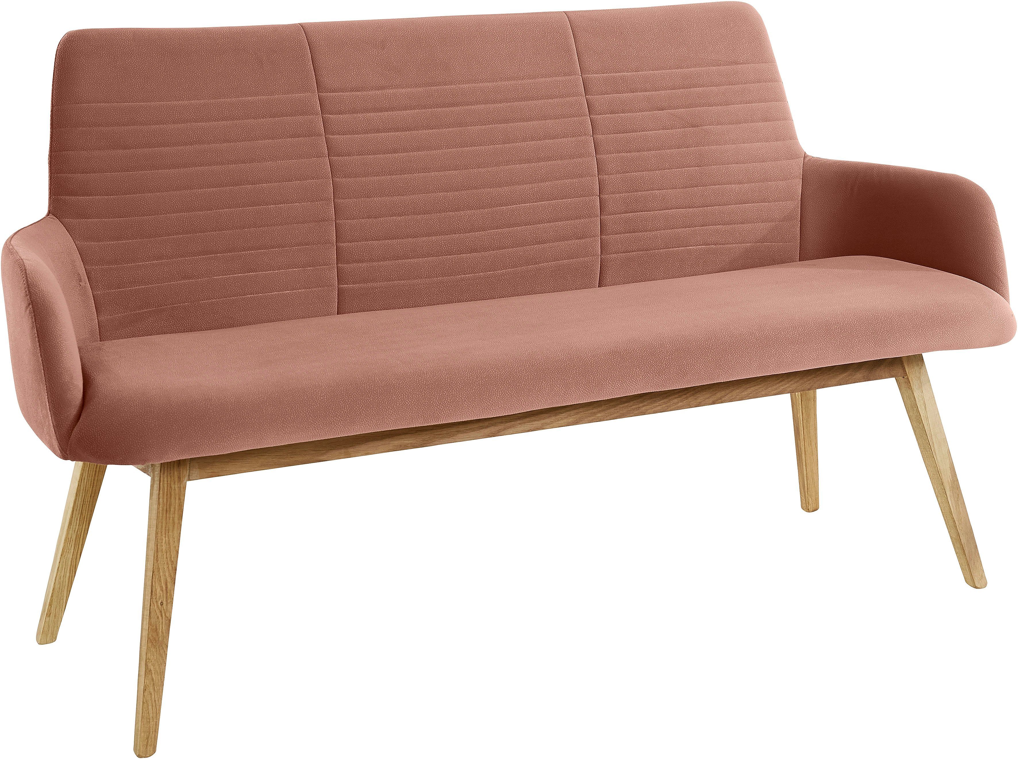 OTTO products Sitzbank Alessja (1-St), Breite 160 cm, Bezug aus Microfaser, Gestell aus Eiche Massivholz