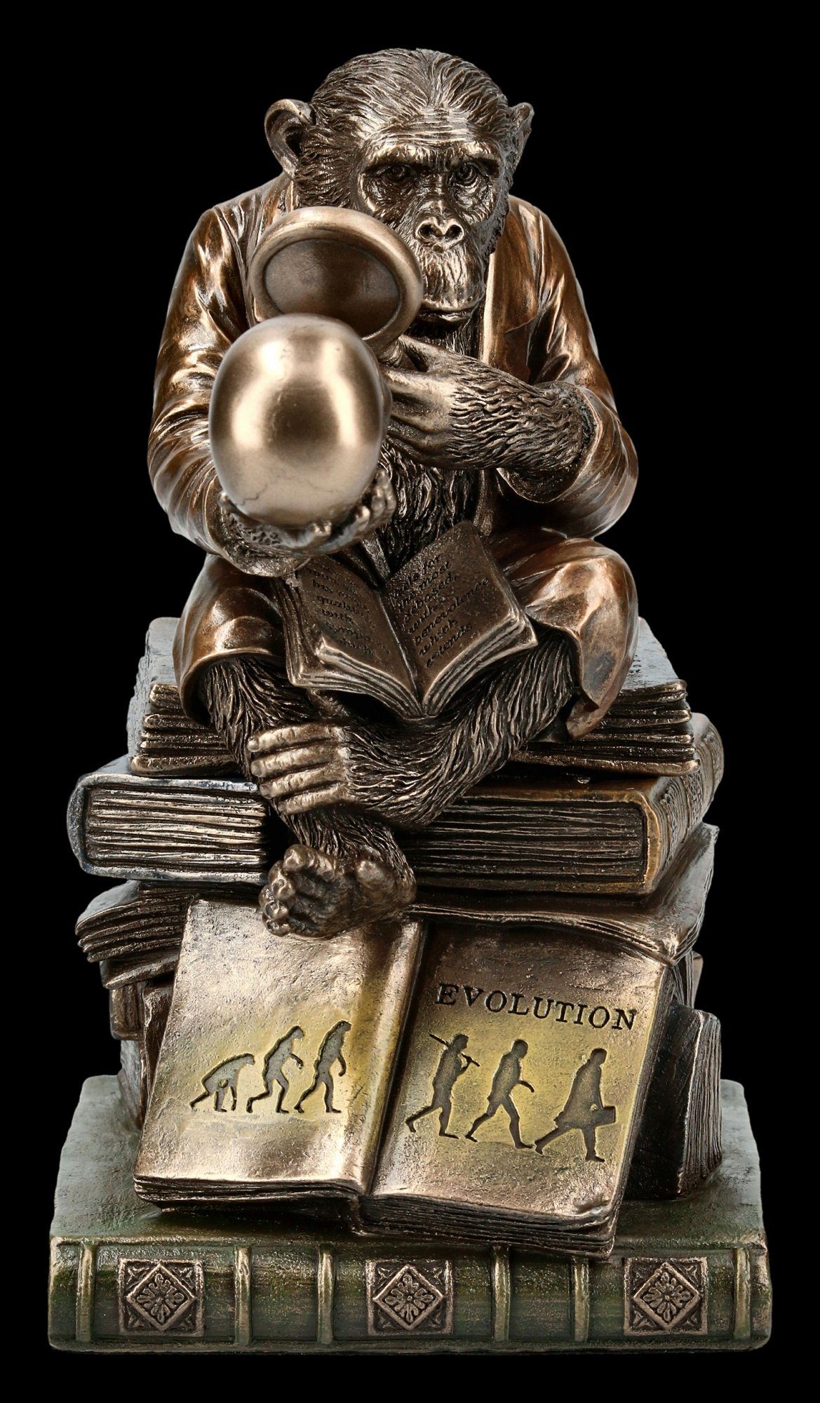 Figuren Shop GmbH Tierfigur Affe mit Schädel - Darwinismus Evolutionstheorie - Veronese Figur Box