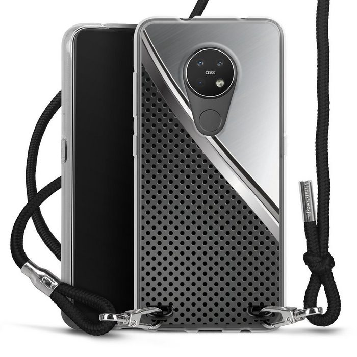 DeinDesign Handyhülle Carbon Stahl Metall Duo Metal Surface Nokia 6.2 Handykette Hülle mit Band Case zum Umhängen Cover mit Kette