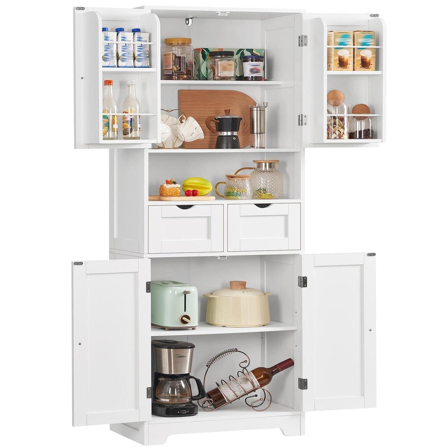 LuxusKollektion Hochschrank Küchenschrank 4 Türen 2 Schubladen Böden Türfächer 161cm 30 X 60 X 161
