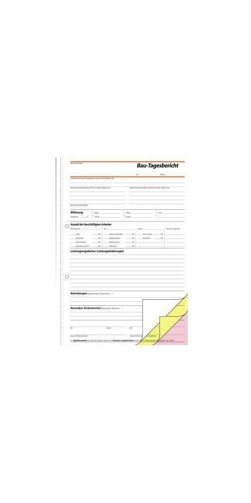 Sigel Formularblock Bautagebuch DIN A4 DIN 3 x 3 Bl. 40 40 x A4 Bl