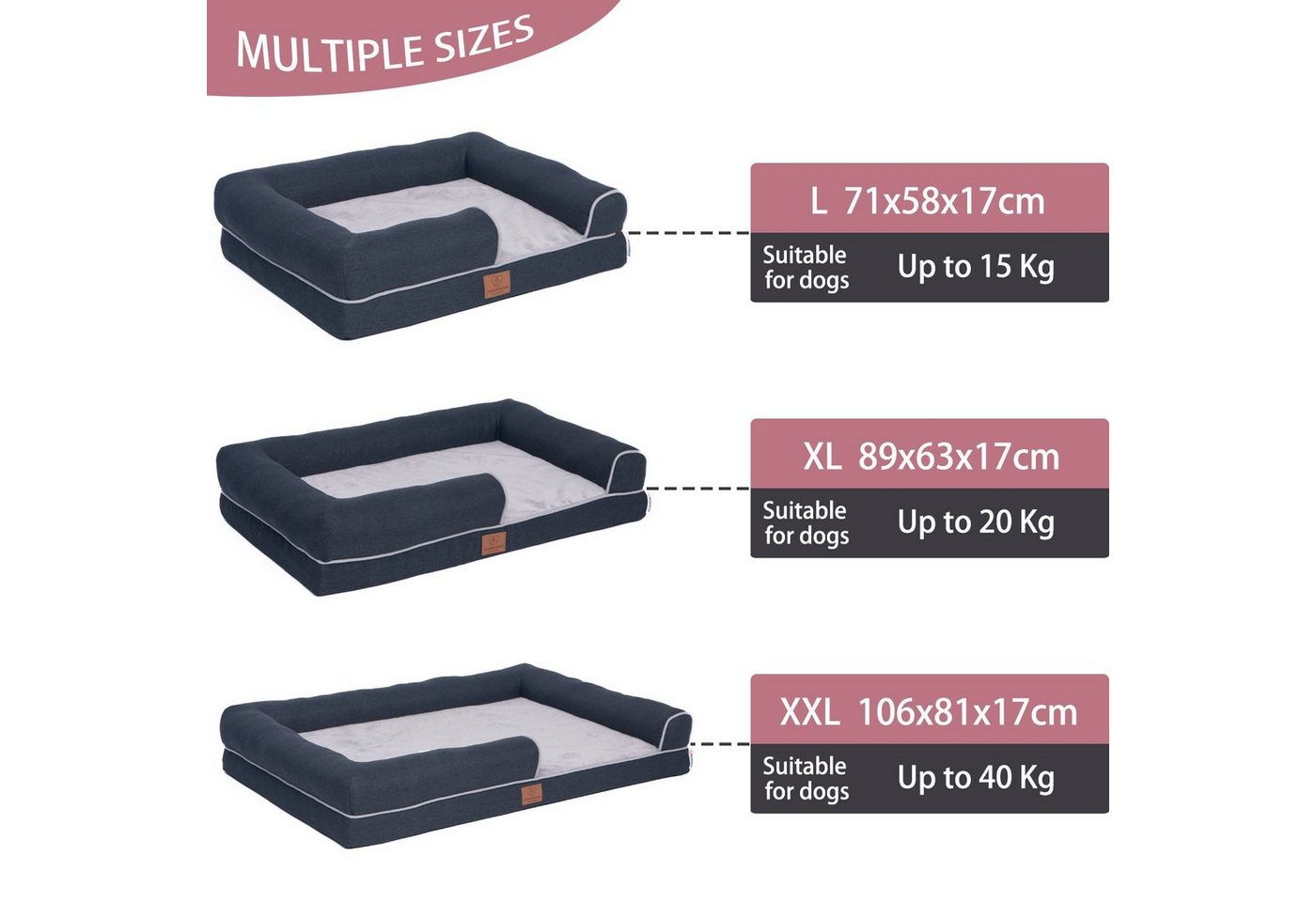 Thumbnail - Warenhammer Tierbett Orthopädisches Premium Hundebett, flauschig weich, Abnehmbar,Waschbar, verschiedene Grössen