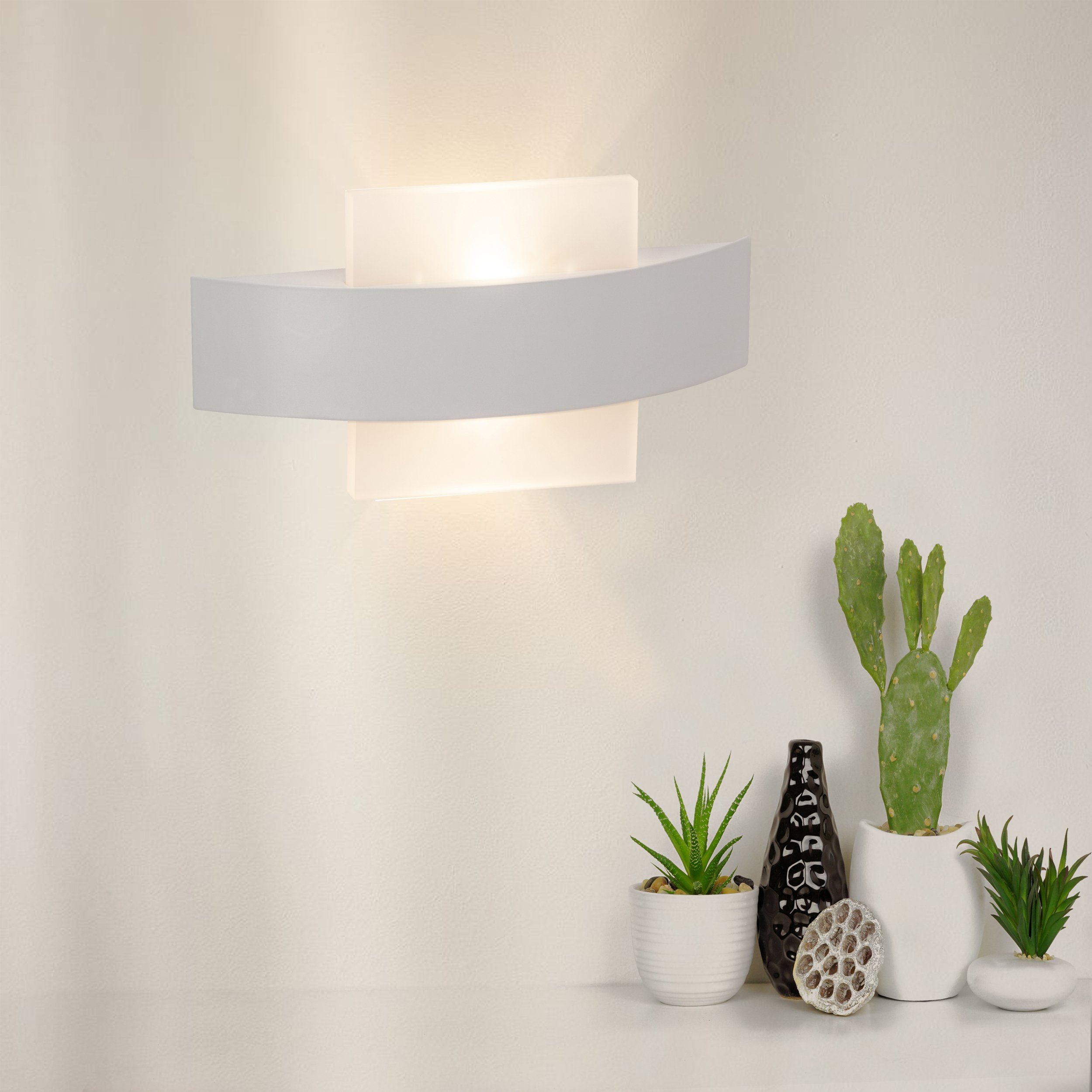 Lightbox Deckenspots, LED fest integriert, warmweiß, LED Wandlampe, 14 x 26 x 6 cm, 7 W, 870 lm, 3000 K, Metall/Kunststoff | Deckenstrahler