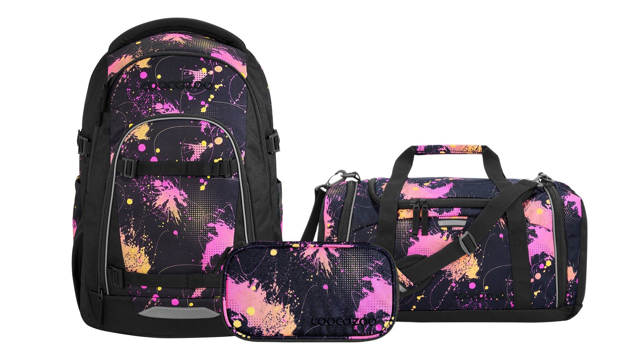 coocazoo Schulranzen Schulrucksack-Set MATE Colour Drift 3-teilig (3-teilig), ergonomisch, Körpergröße: 135 - 180 cm, Easy-Grow-System