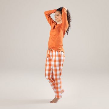 LIVING CRAFTS Schlafanzug PETURIA Hose aus weichem Flanell, Oberteil aus sanftem Interlock