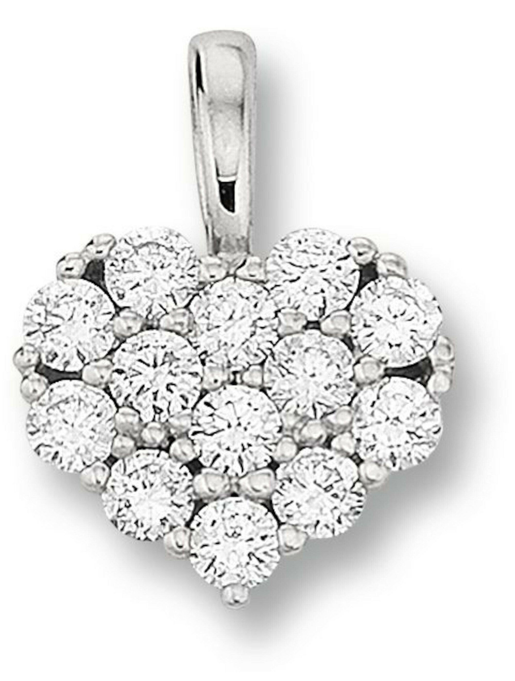 ONE ELEMENT Kettenanhänger 0.18 ct Diamant Brillant Herz Anhänger aus 585  Weißgold, Damen Gold Schmuck Herz, Breite : 7,30 mm - Höhe : 9,30 mm incl.  Öse