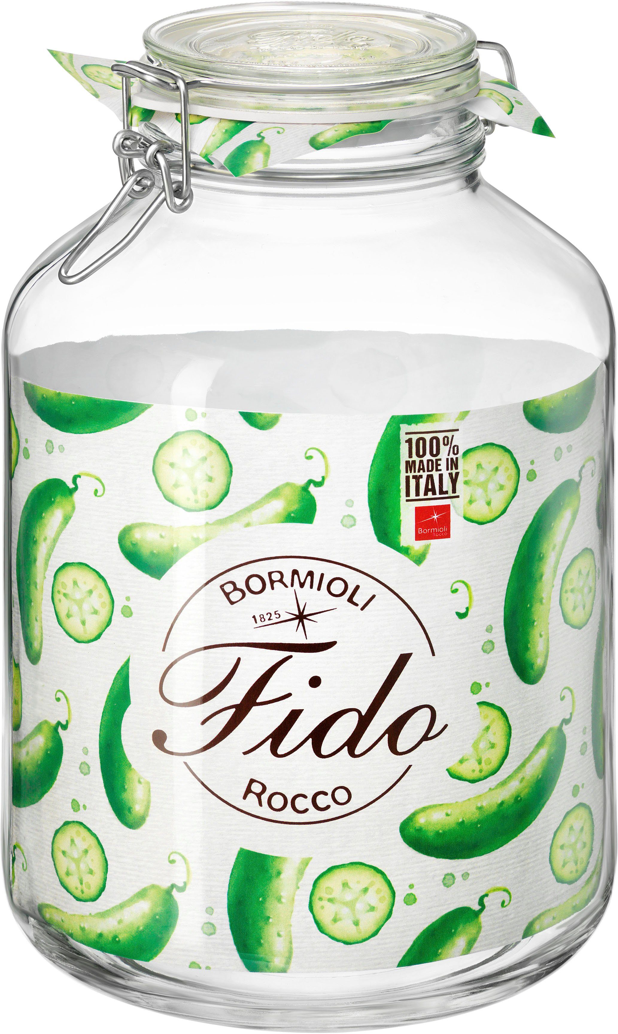 Bormioli Rocco Vorratsglas Fido, Glas, (1-tlg., 1 x 5,0l Fassungsvermögen), luftdicht verschließbar, mit Bügelverschluß